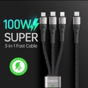 DUX DUCIS DUZZONA A4-01 3-IN-1 Data Cable Type-C to Micro+iP+Type-C 1.3Meter Black-Grey