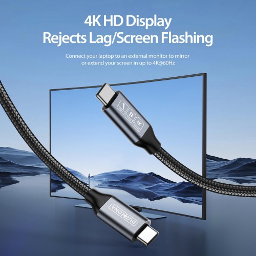 DUX DUCIS DUZZONA A9-01 100W 10Gbps 4K PD Video Data Cable Type-C to Type-C 1M Black[5-B1]