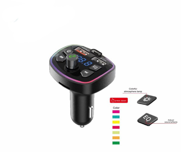 Cell Phone Car Bluetooth FM Transmitter Dual USB TypeC Charger Mp3 Player LED Backlight