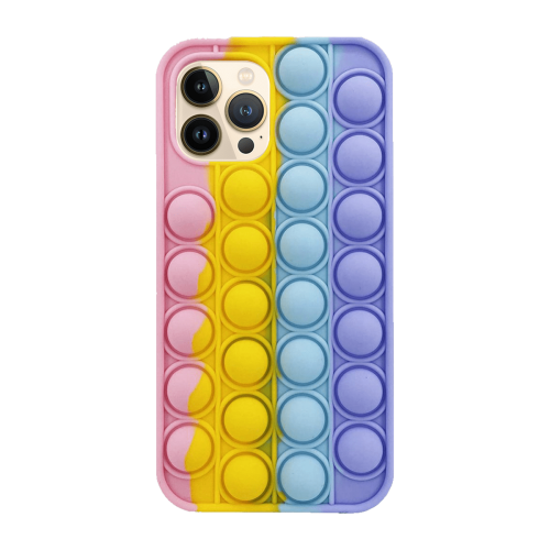 Samsung S21+ S21 Plus Colorful Bubble Soft Rainbow Silicon Pop It Phone Case (SWQ) Bright pink, yellow, blue, purple