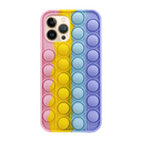 Samsung S21+ S21 Plus Colorful Bubble Soft Rainbow Silicon Pop It Phone Case (SWQ) Bright pink, yellow, blue, purple