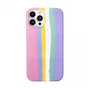 iPhone 12 Pro Max Rainbow Silicone Phone Cover Case (Pink-Blue-Yellow)