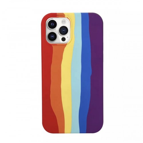 iPhone 13 Mini Rainbow Silicone Phone Cover Case (Red-Orange-Yellow)