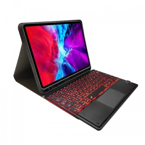 iPad 9.7'' (5th/6th, 2017/2018) / iPad Pro 9.7'' / iPad Air 1/2 Case | RK508T | TPU Tablet Cover with Pen Holder & Detachable Bluetooth Keyboard with Touchpad Backlight – Black