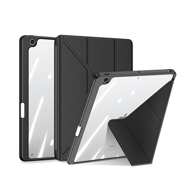 iPad Premium Solvent-free PU Leather with Clear Plastic Back Cover Pin Connectork & Black (DUX DUCIS)