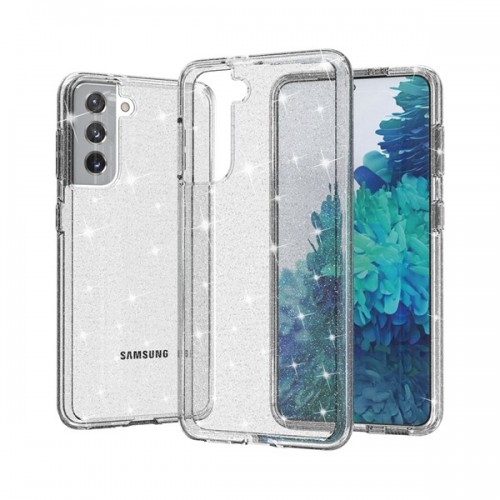 [M0650090027] Samsung S21 Plus TRANSPARENT Glitter Fluorescent Color ShockProof Phone Case (Ultimake) 