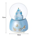 Blue Castle Glowing Crystal Ball Glass Ball Snowflake Band Music Birthday Christmas Gift Creative Music Bell Resin Crafts Home Decoration Ball