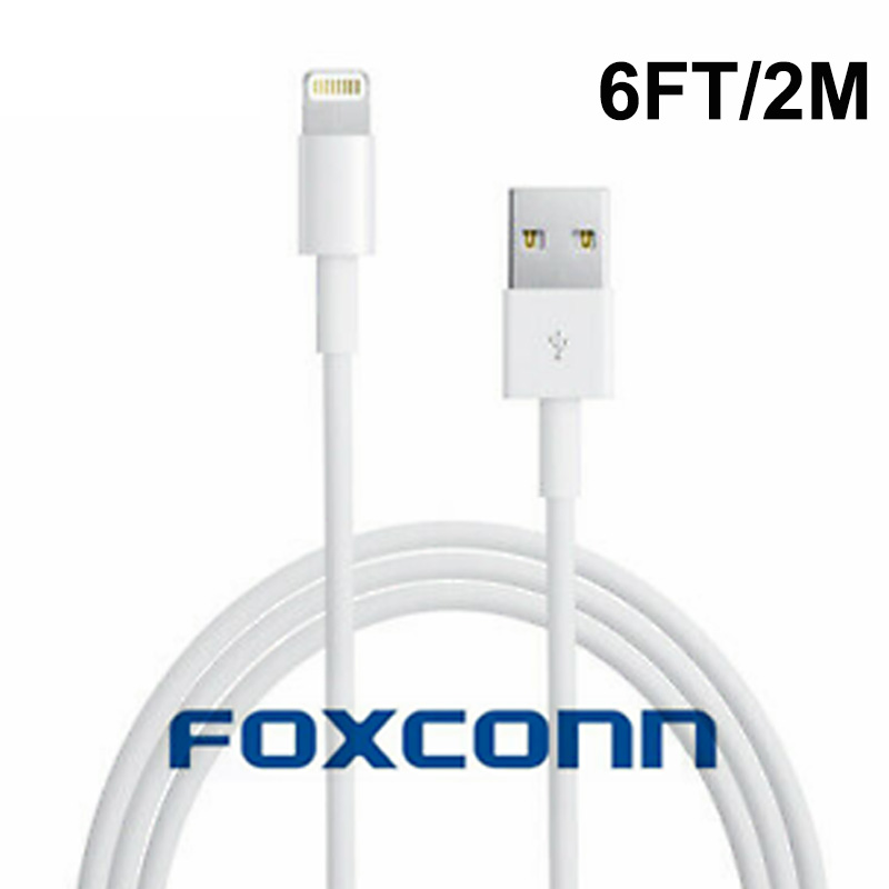 Original Foxconn 2Meter USB to lightning charging cable For Apple iPhone 5 6 6S(Plus) 7 8 iPad without retail package