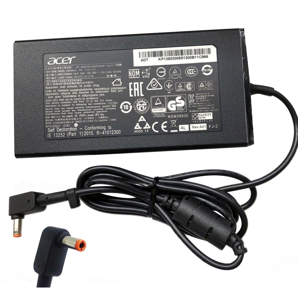 ACER 19V 7.1Amp 135w 5.5x2.5mm Adapter for ACER Nitro Black Gaming Notebook