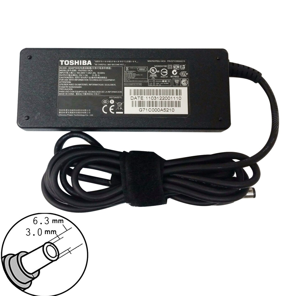 Toshiba Genuine 15V 75W AC Adapter Charger for Toshiba Tecra A2 A3 A4 A5 PA3283U-5ACA