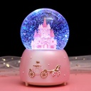 Pink Connectork Castle Glowing Crystal Ball Glass Ball Snowflake Band Music Birthday Christmas Gift Creative Music Bell Resin Crafts Home Decoration Ball