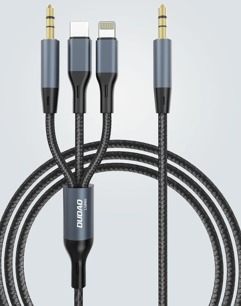 WEKOME 1100MM 3-in-1 Multi Audio Adapter Cable WDC-135 3.5mm+lightning+Type-c to 3.5mm Black