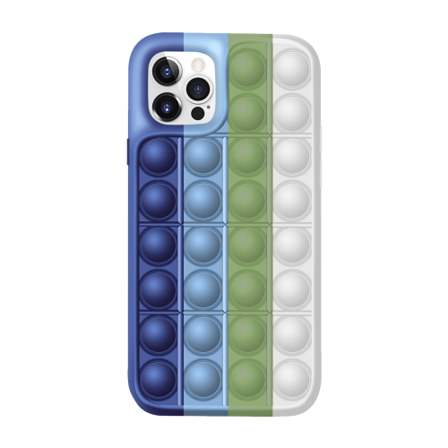 iPhone 7P 7 PLUS Colorful Bubble Soft Rainbow Silicon Pop It Phone Case (SWQ) Dark Blue, green, white