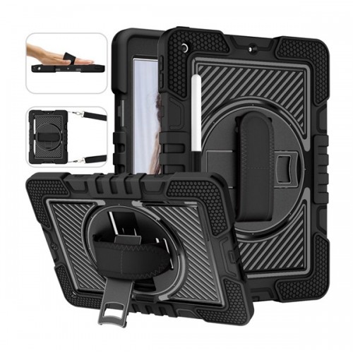 [T0680090032] Samsung Tab A7 T500 T505 ShockProof Rugged Carrying Case with 360 Rotating Stand Holder Belt Clip Tablet Cover Case