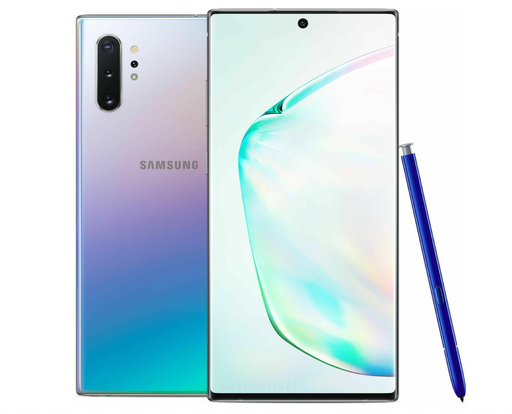 [M0020010794] Samsung Galaxy Note 10+ SS 512GB with 12GB RAM Silver A Grade with pen  (Refurbished) - (Minor Screen Burn)