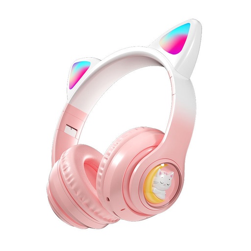 [M0680110011] Pin Connectork Cat Ears Wireless Headset Stereo Bluetooth 5.0 RGB Soft Earmuffs MP3 Player Headphone for Mobile Phones Laptops Music Men Women