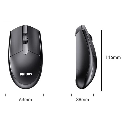 [L0230530003] Philips SPK7337 USB 2.4G Build-in NANO receiver Wireless Mouse Black